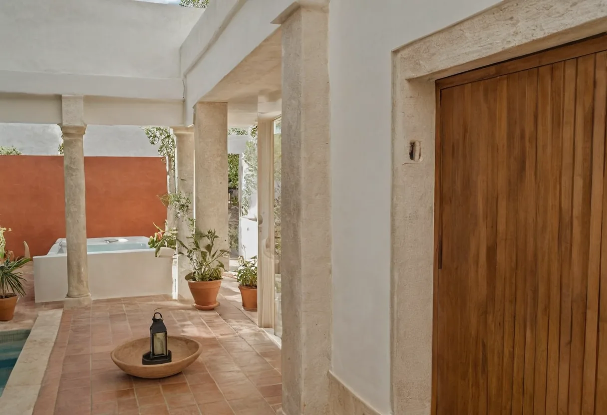 Galeria com cortinas
