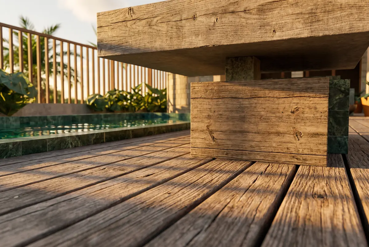 Casa Messapica SMG — Venature del deck accanto alla piscina