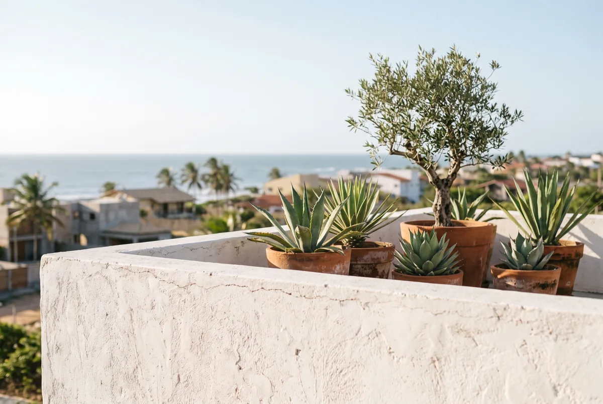 Casa Messapica SMG — Parapetto con vasi di agave