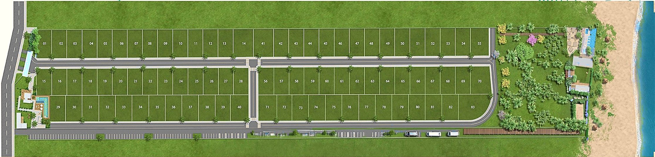 Masterplan de implantação dos 83 lotes do Dune Beach & Ville